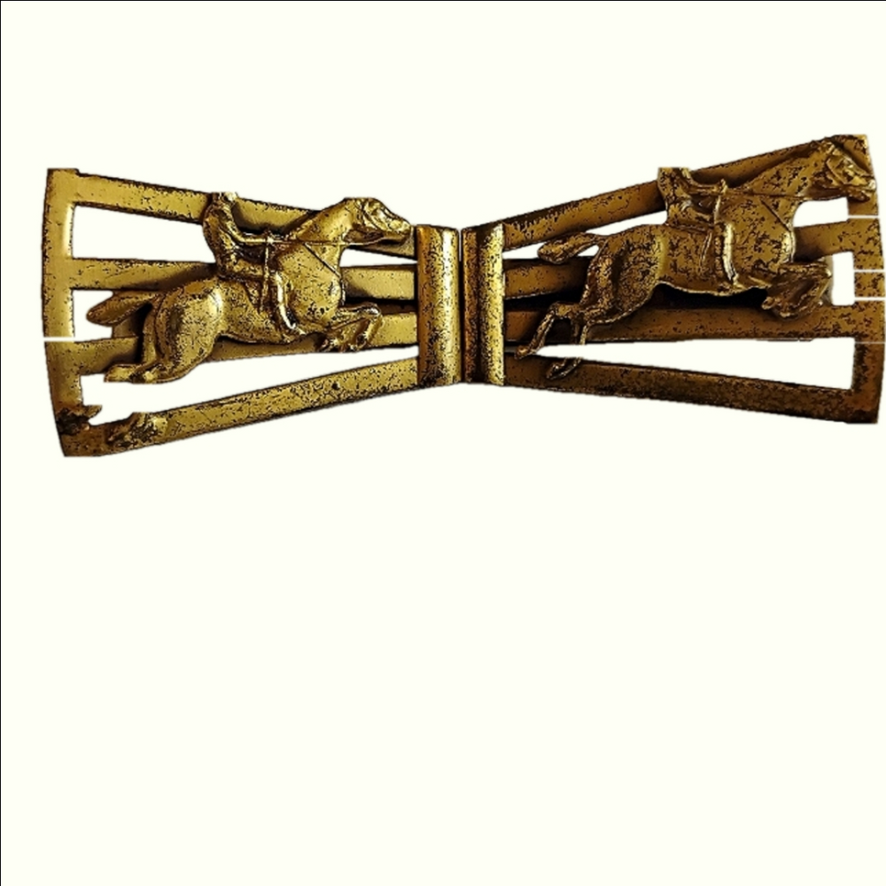 Signed Vintage Gold‎ Tone Natty Creations Rider and Horse Brooch